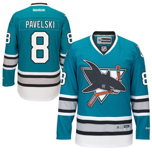 Mens Reebok San Jose Sharks 8 Joe Pavelski Authentic Teal Green 25th Anniversary NHL Jersey